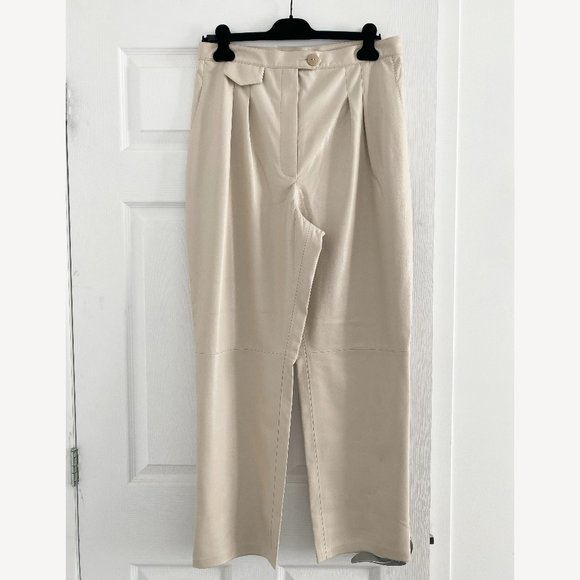 Nanushka "Mitsu" Faux-Leather Pants in Beige, size XL - Picture 4 of 10